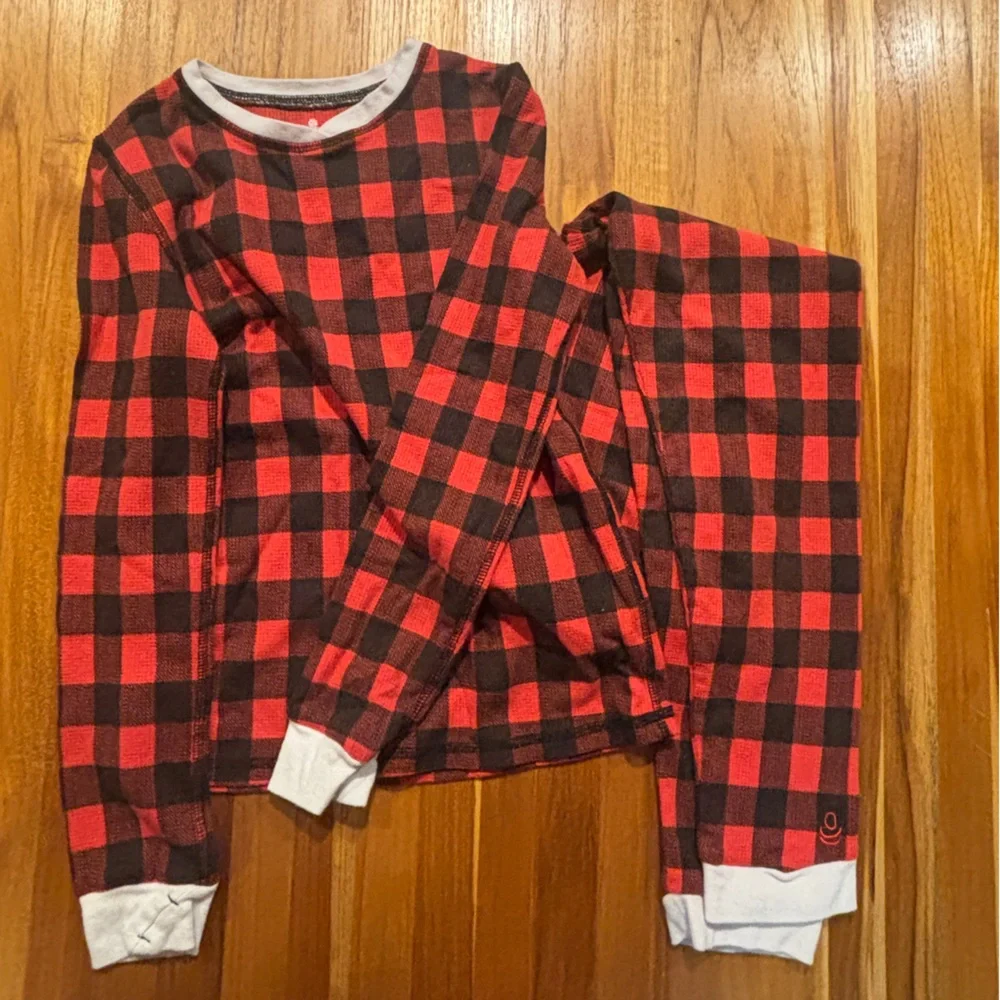 Cuddle Duds Buffalo Plaid Red and Black Girls Pajamas Base Layer